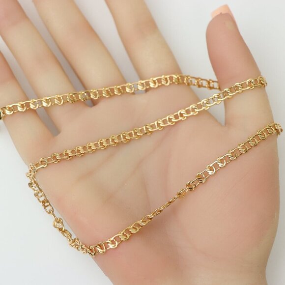 Elegant Rose Gold Link Chain Necklace Brass Base, XPNL0198 - Picture 3 of 12